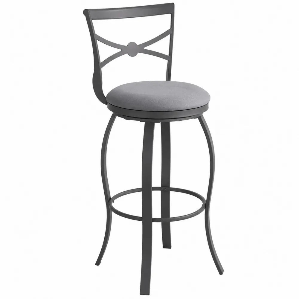 Metall Barhocker mit Rückenlehne und Drehfunktion, Grau