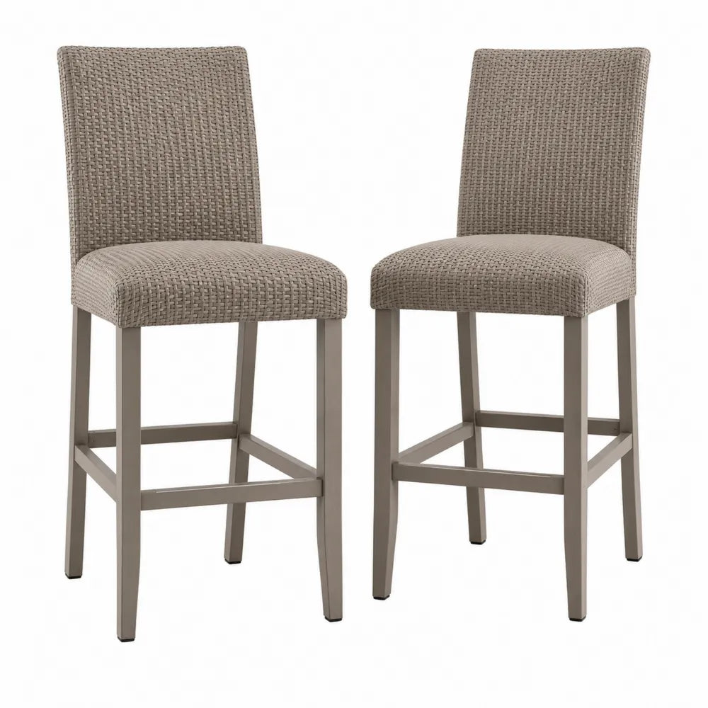 2er Set Barhocker Holz Beige Textil
