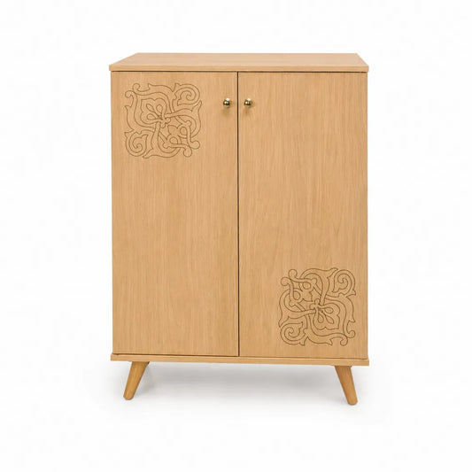 Zweiflügeliger Holzschrank mit Gravurmuster 100x45x150 cm