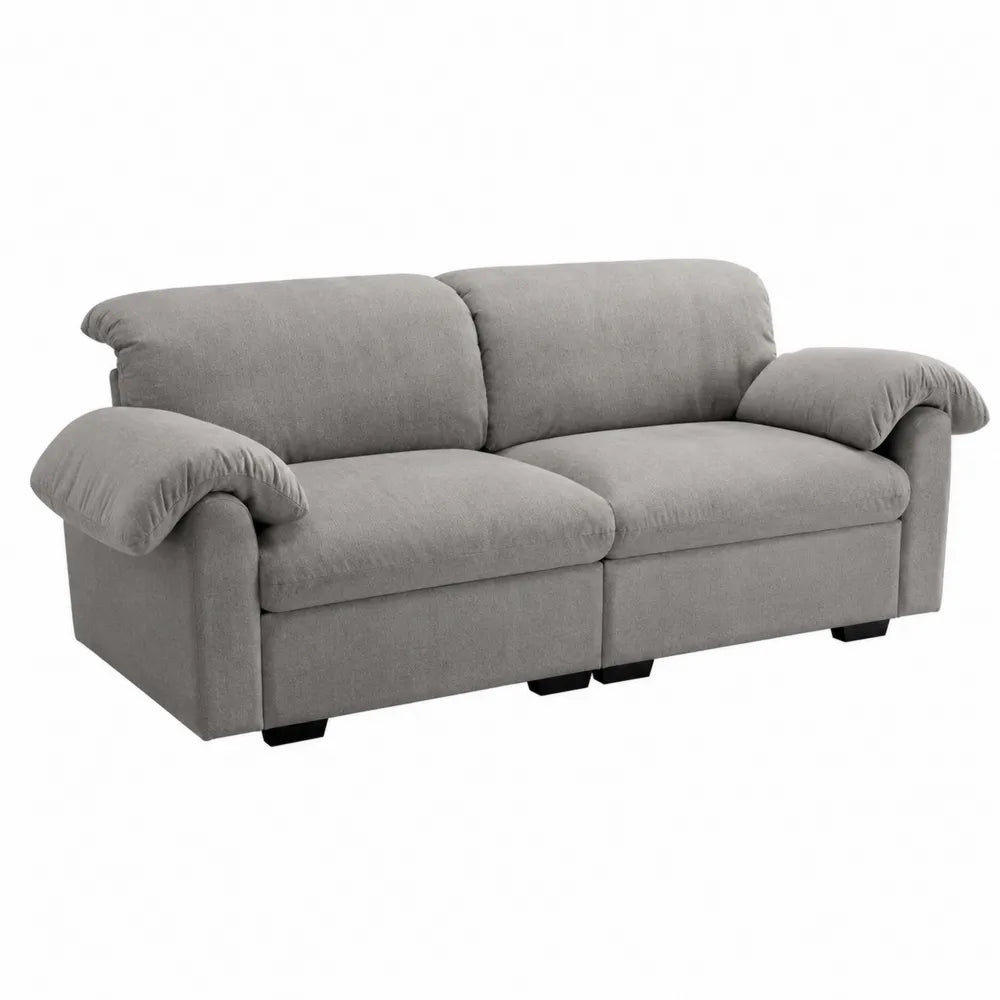 3-Sitzer Sofa Holzrahmen Stoff Grau 200x90x85 cm