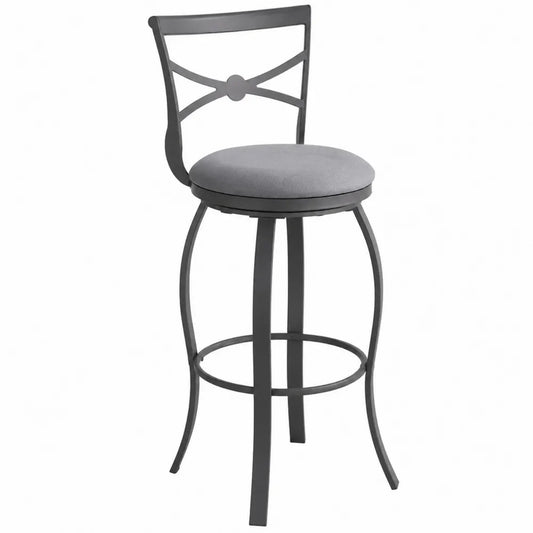 Metall Barhocker mit Rückenlehne und Drehfunktion, Grau