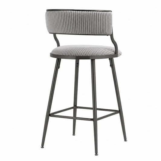 Barhocker Grauer Samt Metallgestell Sitzhöhe 75 cm