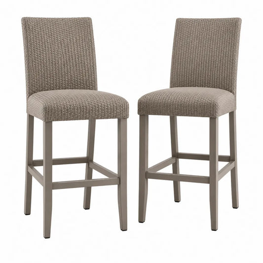 2er Set Barhocker Holz Beige Textil