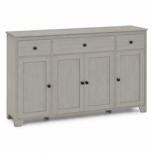 Holz Sideboard mit Schubladen und Türen Grau 150x38x86 cm